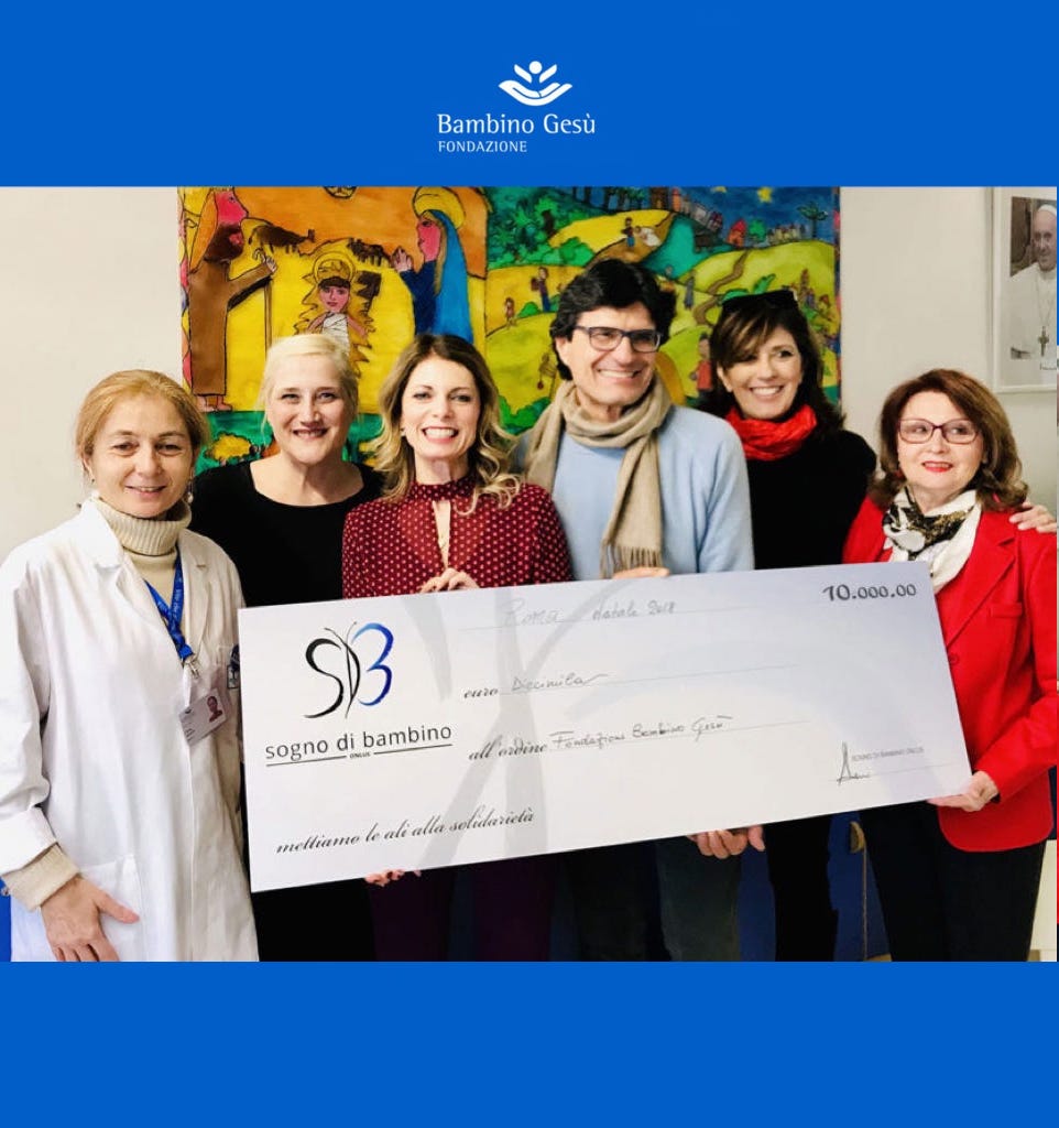 assegno consegna primo progetto bambin Gesù